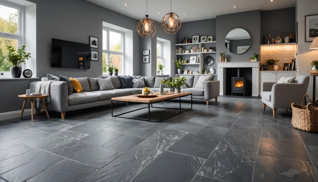 Slate floor in a modern house